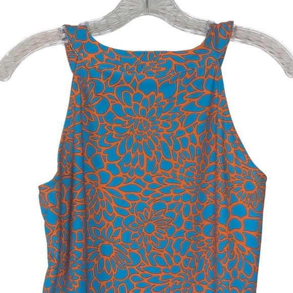 Aryeh sleeveless Turquoise and Orange Floral Abstract Summer Dress size Small - Picture 9 of 11